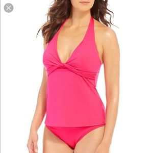 Pink Halterkini swim wear with underwire bra